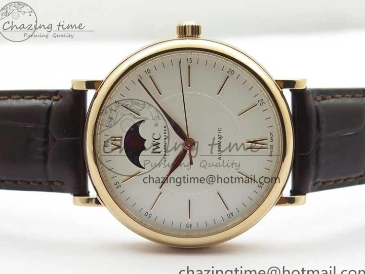 MIROTIME 0415 Stylish Portofino IW459402 RG MKS 1:1 Best Edition White Dial on Brown Leather Strap Miyota 7084